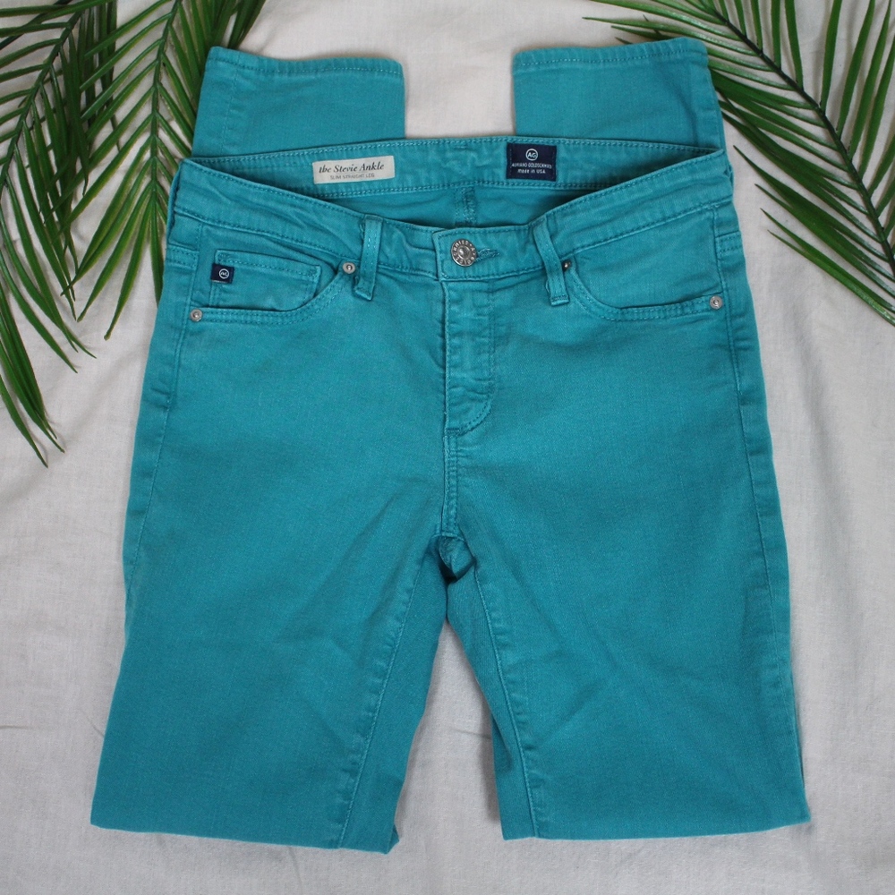 AG Turquoise Stevie Ankle Jeans